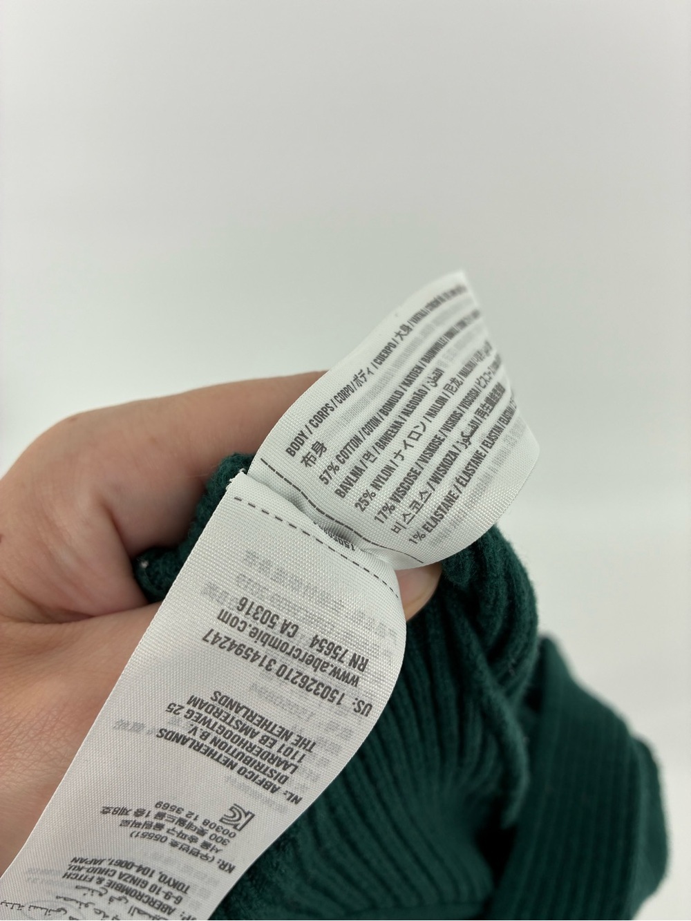 Abercrombie & Fitch Dark Green Ribbed Long-Sleeve Bodysuit - Picture 5 of 8